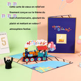 arte de voeux 20x15cm carte de vœux tridimensionnelle train d'anniversaire beau cadeau carte message d'anniversaire carte postale