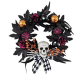 Couronne de crâne d'Halloween 50*50 cm Couronne décorative de crâne accessoires d'horreur porte suspendue pour Halloween
