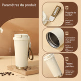 Mug Isotherme 500ml tasse thermos à café revêtement en céramique en acier inoxydable 316 conception portative scellé et étanche