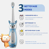 Dents électrique avec 2 têtes brosse 35000 vibrations acoustiques par minute brosse à dents enfants brosse dents électrique sonique