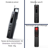Détecteur de caméra 4en1 détecteur d'appareils cachés détecteur d'espionnage détecteur RFID traceur GPS 5 niveaux de sensibilité