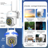 Camera surveillance wifi exterieure sans fil 1080P IPX66 50m vision nocturne IR PTZ audio bidirectionnel caméra de surveillance