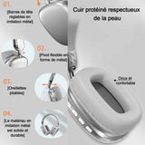 Casque v5,3 bluetooth la qualité du son est d'une pureté stupéfiante réduction intelligente du bruit conception ergonomique argenté