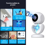 Caméra surveillance 1080P wifi 950mAh détection mouvement vision nocturne grand angle de 170 degrés mini caméra de surveillance