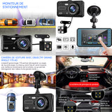 Dashcam voiture 1080p HD avec 2 caméra sécran tactile 4 pouces enregistreur conduite d'image inversée camera embarquée voiture