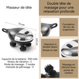 Masseur de tête 950mah deux têtes de massage quatre niveaux de vibration et trois modes massage peut être utilisé sur tout le corps