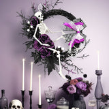 Couronne de crânes d'Halloween  34*43*11cm  Simulation de cadre de crâne  Couronne de vigne flétrie  Couronne de décoration
