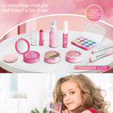 Ensemble de salon de beauté 17 PCS ensemble de maquillage pour fille avec jouet de simulation de maquillage avec boîte de rangement
