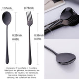 ouverts de table Couverts de Table Acier Inoxydable ménagère inox Ensemble de Couverts 1 set Comprend Fourchette Cuillère noir