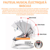 Balancelle electrique 3 en 1 gris avec télécommande 5 modes balancement minuterie bluetooth musique siège balançoire de électrique
