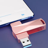 Clé USB haute capacité de 256 Go Hi-Speed 3.0 USB Corps en métal rose élégant et durable pour smartphones, tablettes et PC
