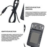 Adaptateur secteur 12V 24W adaptateur secteur batterie de avec remplacement pour différents appareils multiple secteur compatible