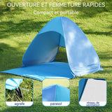 Tente de plage pop up 200x165x130cm protection solaire tente plage automatique tente anti-UV 50+ abri de plage pour plage parc