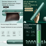 Lisseur sans fil led 3000mah USB 4 niveaux réglage soins capillaires aux ions négatifs lisseur cheveux pour curling et lissage
