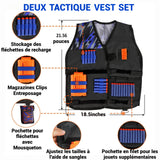 Gilet tactique 2 chargeurs de 12 coups avec 40 balles molles Pack de balles molles grande capacité Adapté aux combats intenses