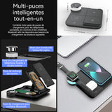 Chargeur sans fil rapide multifonctionnel pliable 15w avec des lumières colorées portable station de charge chargeur induction