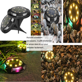 Lampe solaire extérieur 4 pièces lampe solaire au sol etanche IP65 lumière chaude spot solaire pour jardin pelouse borne solaire