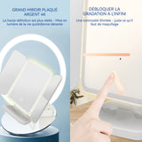 Miroir cosmétique 26x20x3cm usb rechargeable fonctionnement piles interrupteur pliable tactile miroir maquillage avec lumière blanc