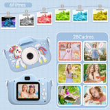 Appareil photo enfant 96Mpx carte 128Go lecteur de cartes double caméra avant et arrière enregistrement vidéo divers filtres bleu