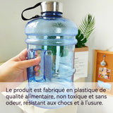 Bouteille d'eau de sport 2200 ml grande capacité facile à transporter matériau sûr adapté à une utilisation en extérieur noir bleu