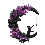 couronne d'Halloween 25*30 cm Plantes artificielles tenture murale décorative Guirlande d'Halloween à suspendre à la porte