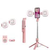 Perche à selfie 130cm perche à selfie trépied lumière d'appoint avec 2 lumières d'appoint avec effet de beauté rotation à 360 degrés