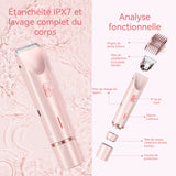 Rasoir electrique femme 400mAh IPX7 2 en 1 wet dry tondeuse  rechargeable pour femme à 2 têtes pour visage corps aisselles bikini