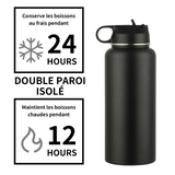 Bouteille d'eau de sport 40oz acier inoxydable isolé sous vide moderne à double paroi tasse thermo Avec 3couvercles pour le Sport