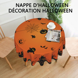 Halloween 137x274cm halloween ronde nappe citrouille et toile d'araignée La nappe lavable est imperméable et antitache décoration