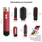 Brosse soufflante 5 en 1 Multifonction 1000W Fonction lissage/bouclage 3 Vitesses de température Kit de brosse chauffante Rouge
