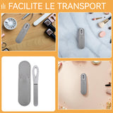 Lime à ongles 9,2x1,6cm poignée confortable trou de suspension pour le rangement en acier inoxydable avec étui en cuir argenté