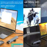Station d'accueil 8 en 1 hub multi-interface chargerapide PD 100W TF/SD compatible avec plusieurs systèmes 4K 30Hz interface USB3.0