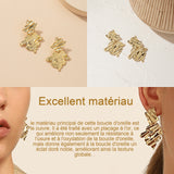 Boucles d'oreilles plaquées or plissées géométriques pour femme bijoux pour femmes avec aiguille en argent 925 stylé et élégant