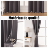 Rideau 132x183cm rideaux en polyester 71-90% occultants double finition mate haute occultation protection solaire rideaux gris