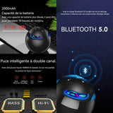 Enceinte bluetooth mini rond rechargeable portable avec lampe respiratoire LED haut-parleur bluetooth stéréo bass puissantes