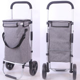 hariot de courses 42 x 36 x 96 cm alliage d'aluminium robuste capacité de charge 50 kg avec sac de courses amovible panier