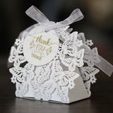 50 pièces  Boîte à bonbons  Blanc  Papillon  Jour de Noël  Saint-Valentin  Cadeau de mariage  Design en creux Bonbonnière
