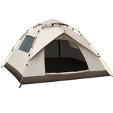 Tente de camping 210x200x135cm 3-4 Personnes imperméable montage facile double couche anti-UV avec 2 fenêtres et 2 porte blanc