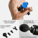 Pistolet de massage électrique pour fascia pistolet de massage portatif livré avec 4 têtes interchangeables et 6 intensités bleu