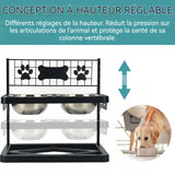 Gamelle chien surelevee 2 pcs 11,5-39 cm plage de hauteur réglable bol pour animaux de compagnie gamelle pour animaux inoxydable