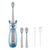 Dents électrique avec 2 têtes brosse 35000 vibrations acoustiques par minute brosse à dents enfants brosse dents électrique sonique