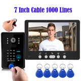 Interphone vidéo filaire 7 pouces sonnette villa bâtiment interphone mot de passe télécommande déverrouiller sonnette électronique