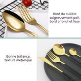 ouverts de table 16 PCS ensemble de 4 couverts de cuisine en acier inoxydable black gold vaisselle écologique pour 4 personnes