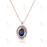 LCC Parure Luxe Coffret magnifique Cadeau pour Femme Bijoux Collier Boucles d’Oreilles - Plaqué 18K Or - AAA Zircon Bleu Foncé Nuit