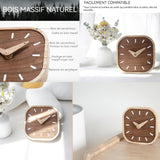 Réveil en bois aiguille classique simple et compact décoration de la maison horloge à aiguilles peut être accroché et placé