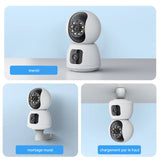 Camera surveillance wifi intérieure 1080p 2,4G wifi PTZ 4mp double objectif 3 modes de vision nocturne IR caméra de surveillance