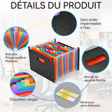 Trieur document 25 compartimentstrieur accordéon dossier à boucle de corde de grande capacité sac de rangement d'informations noir