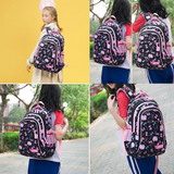 Sac à dos scolaire 46x30x18cm sac d'école pour étudiants trois pièces, imprimé à la mode mignon et de grande capacité cartable