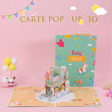 arte de voeux 20x15cm carte de vœux tridimensionnelle anniversaire landau animal de dessin animé de bénédiction carte postale
