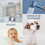 Pomme de douche pressurisée Boost à cinq vitesses Silicone liquide anti-colmatage Connecteur universel Matériau ABS Pomme de douche